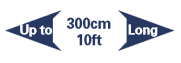 Up to 300cm/10ft long icon