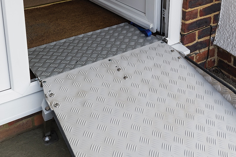 Enable Access RampCentre permaramp entry flap. semi permanent PVC threshold ramp